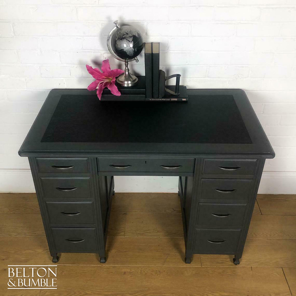 Double Pedestal Partners’ Desk in Grey and Black-Belton & Bumble