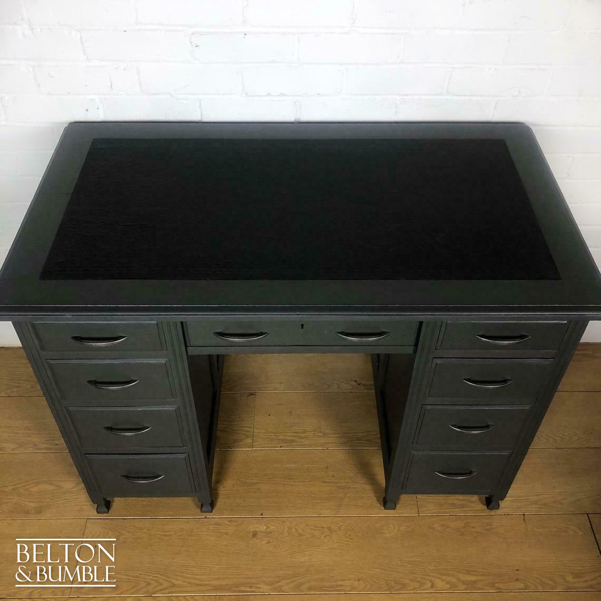 Double Pedestal Partners’ Desk in Grey and Black-Belton & Bumble