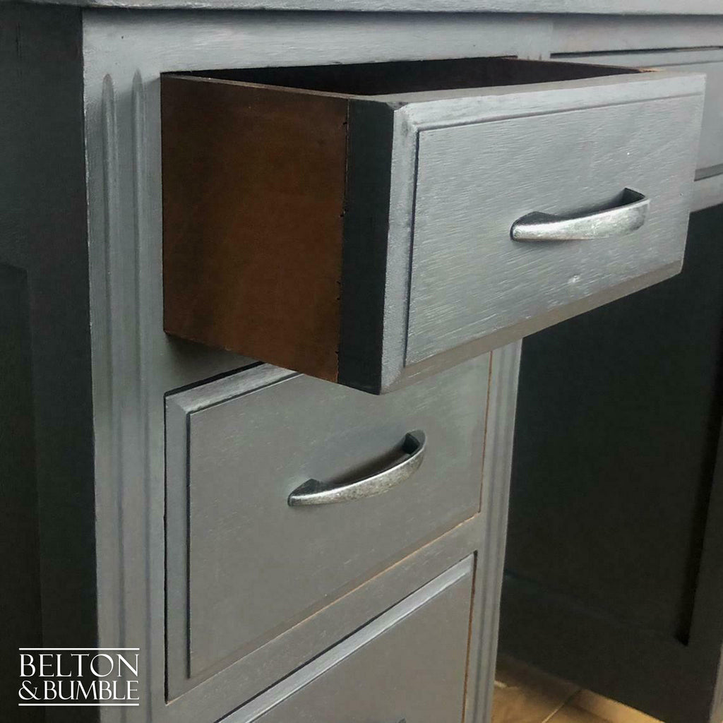 Double Pedestal Partners’ Desk in Grey and Black-Belton & Bumble