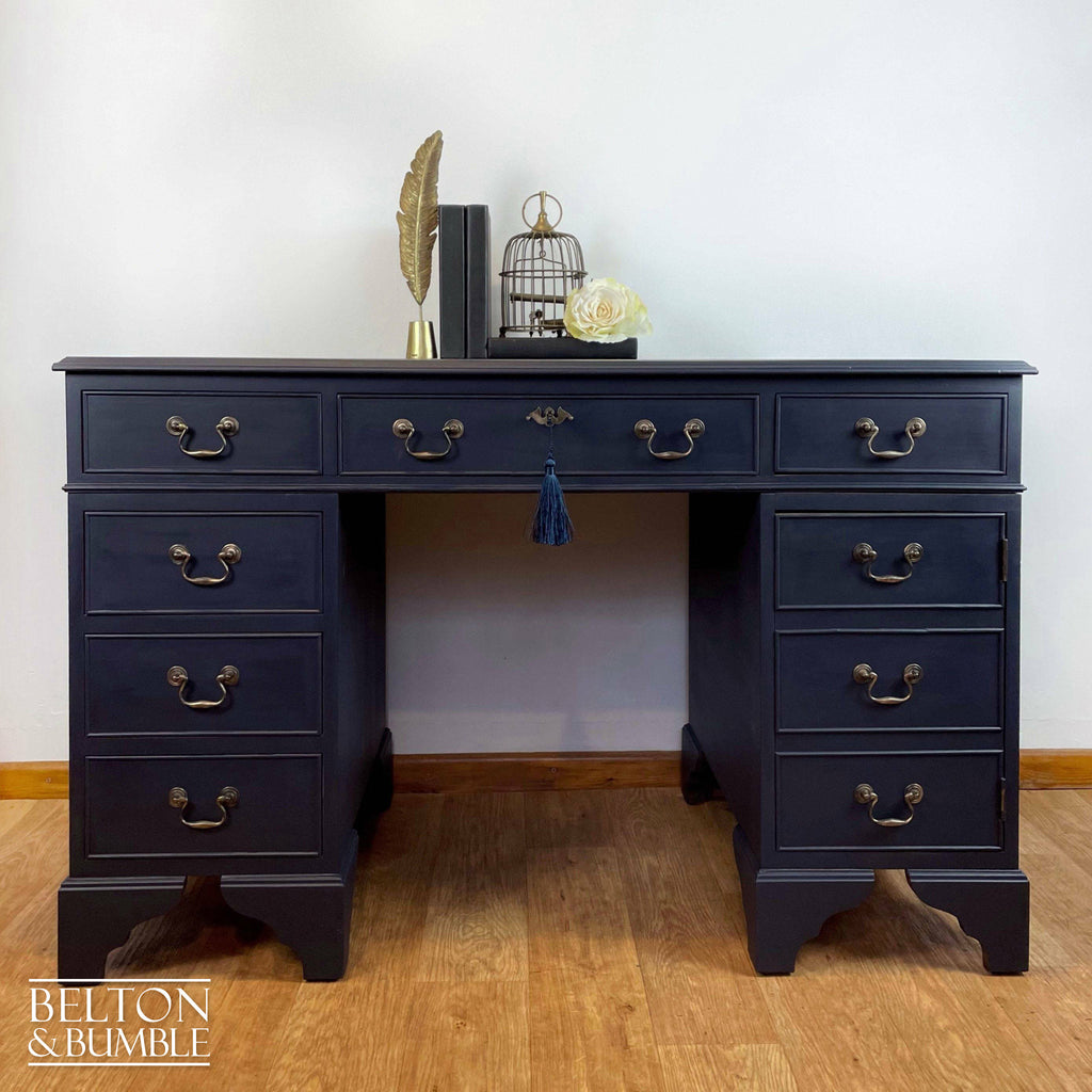 Double Pedestal Partners’ Desk in Navy-Belton & Bumble