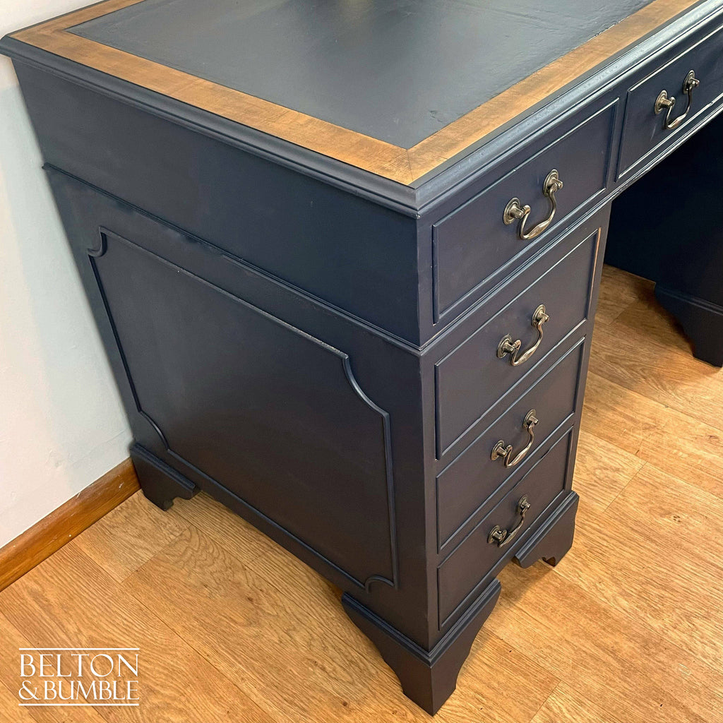 Double Pedestal Partners’ Desk in Navy-Belton & Bumble