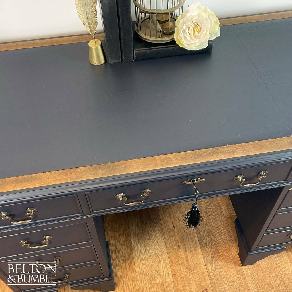 Double Pedestal Partners’ Desk in Navy-Belton & Bumble