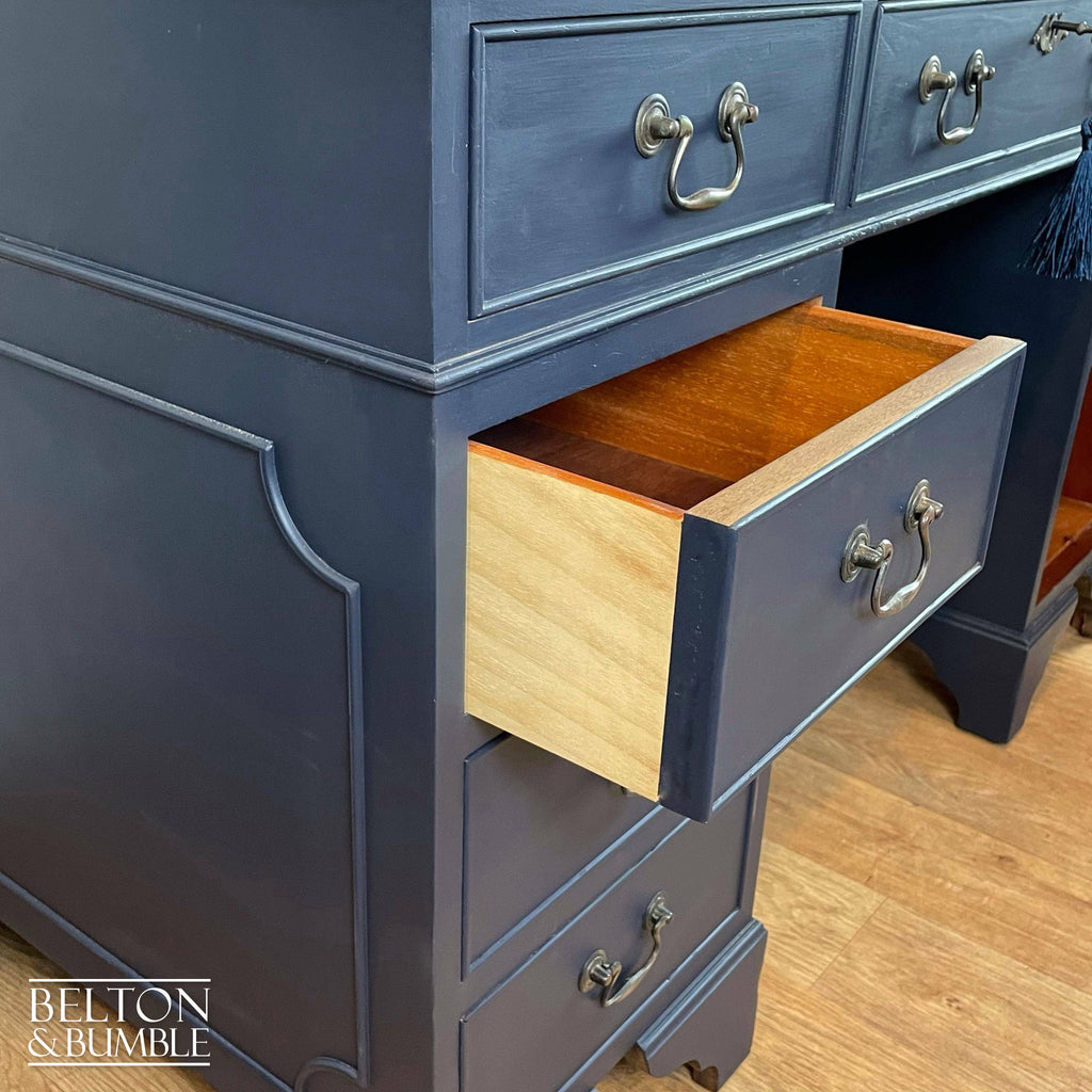 Double Pedestal Partners’ Desk in Navy-Belton & Bumble