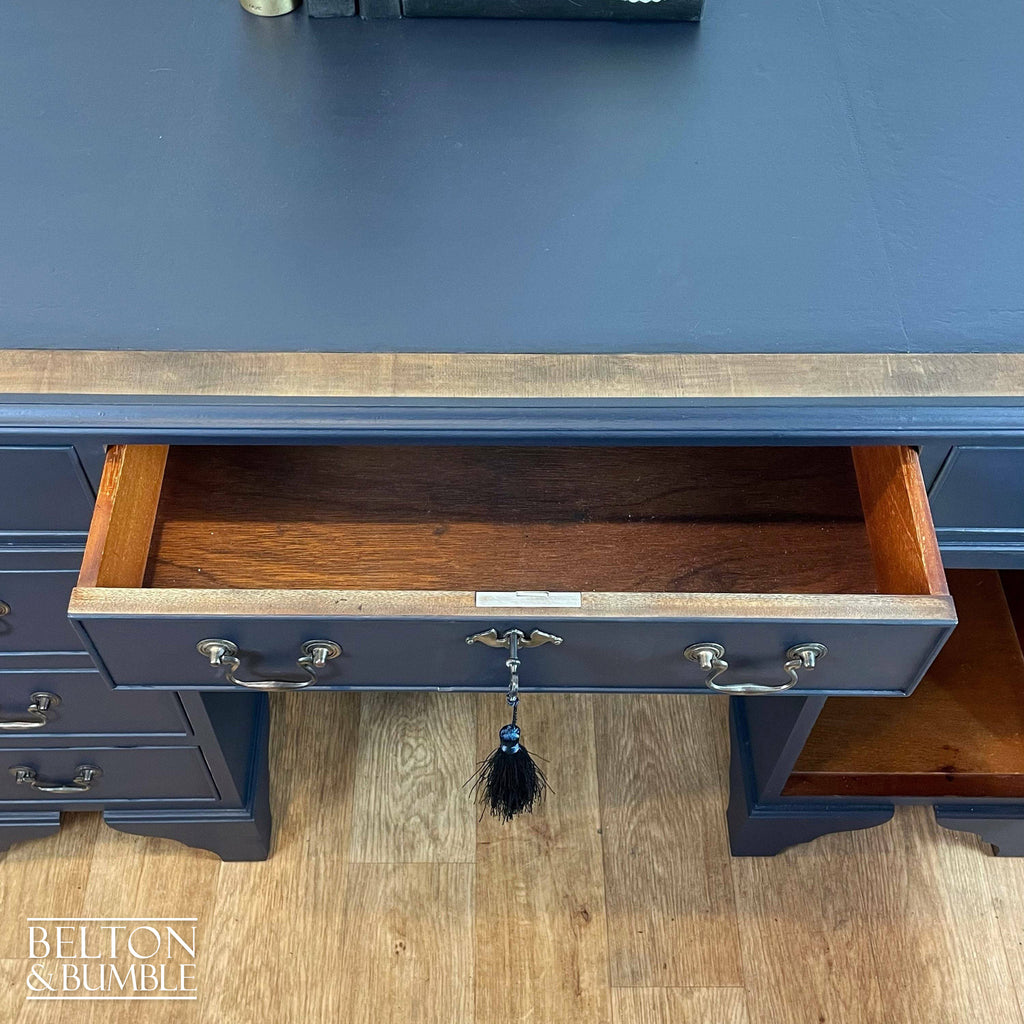 Double Pedestal Partners’ Desk in Navy-Belton & Bumble