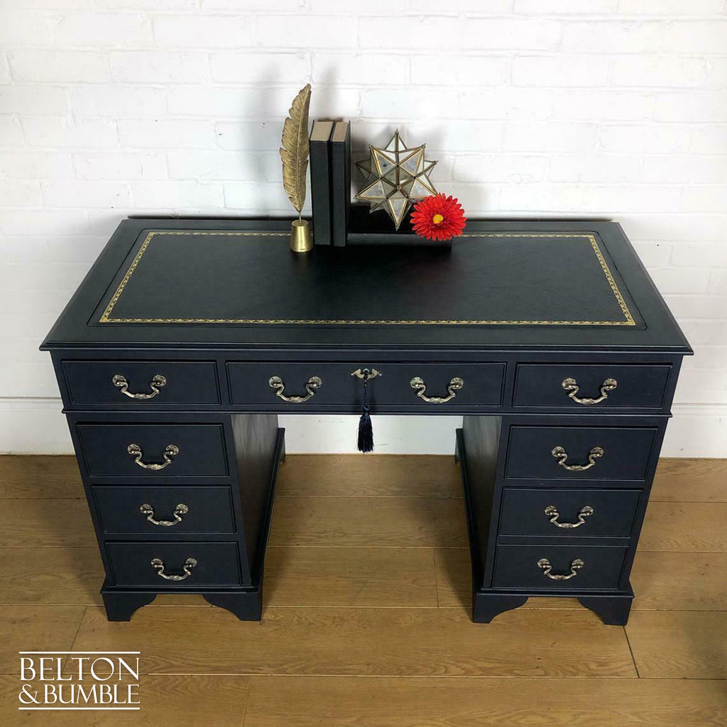 Double Pedestal Partners’ Desk in Navy-Belton & Bumble