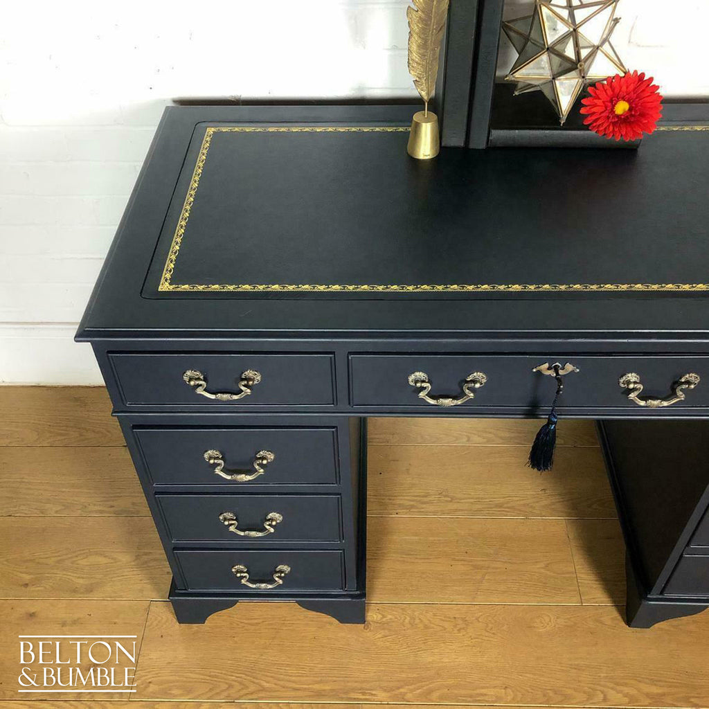 Double Pedestal Partners’ Desk in Navy-Belton & Bumble