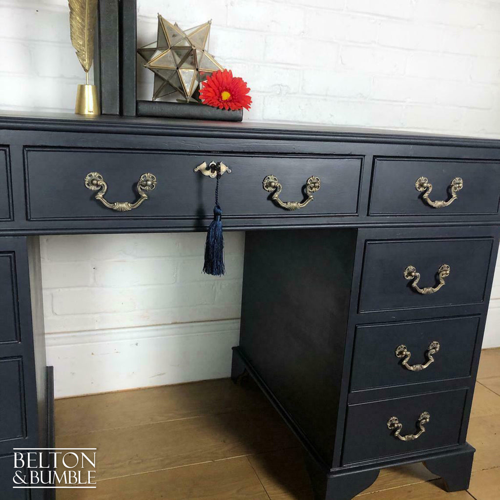 Double Pedestal Partners’ Desk in Navy-Belton & Bumble
