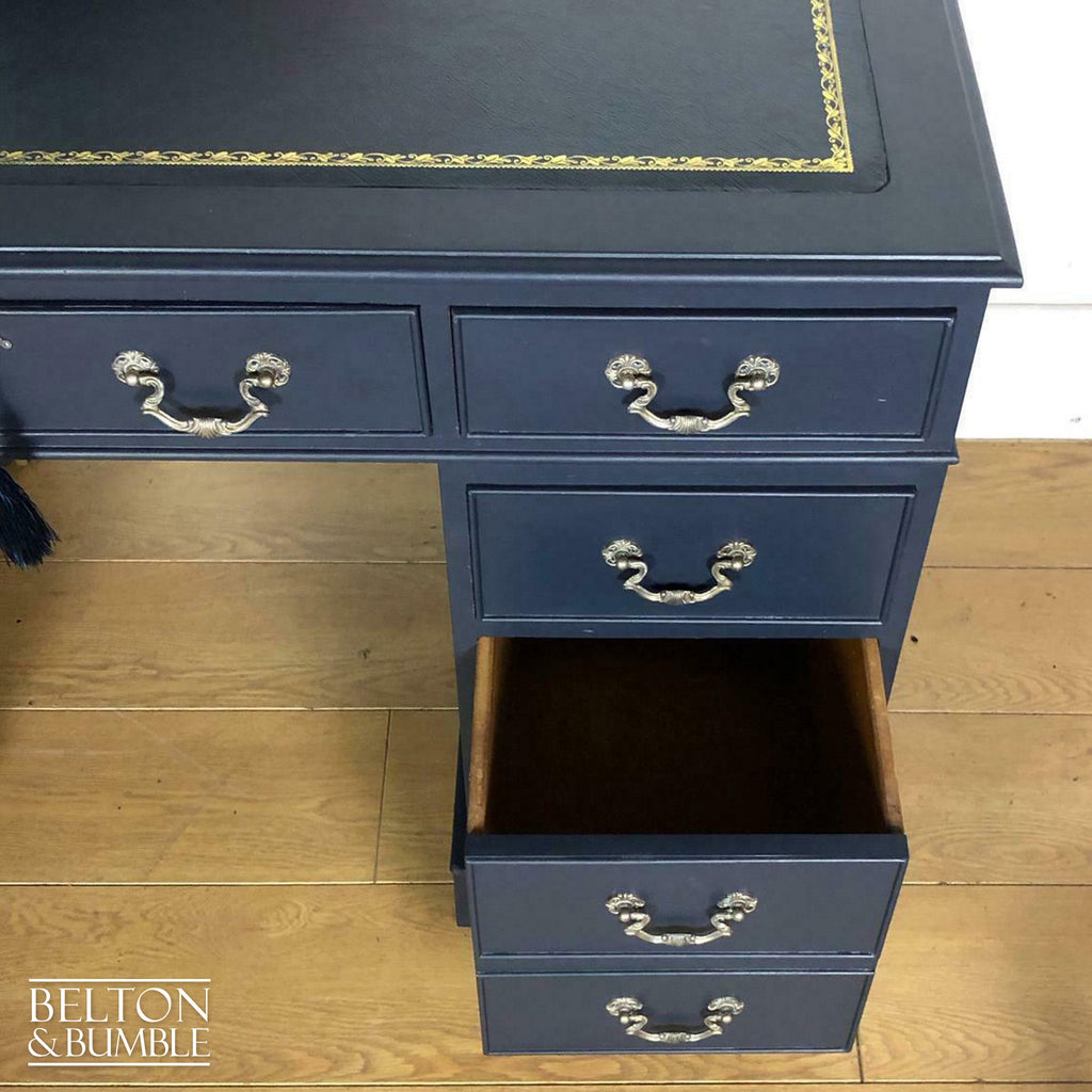 Double Pedestal Partners’ Desk in Navy-Belton & Bumble