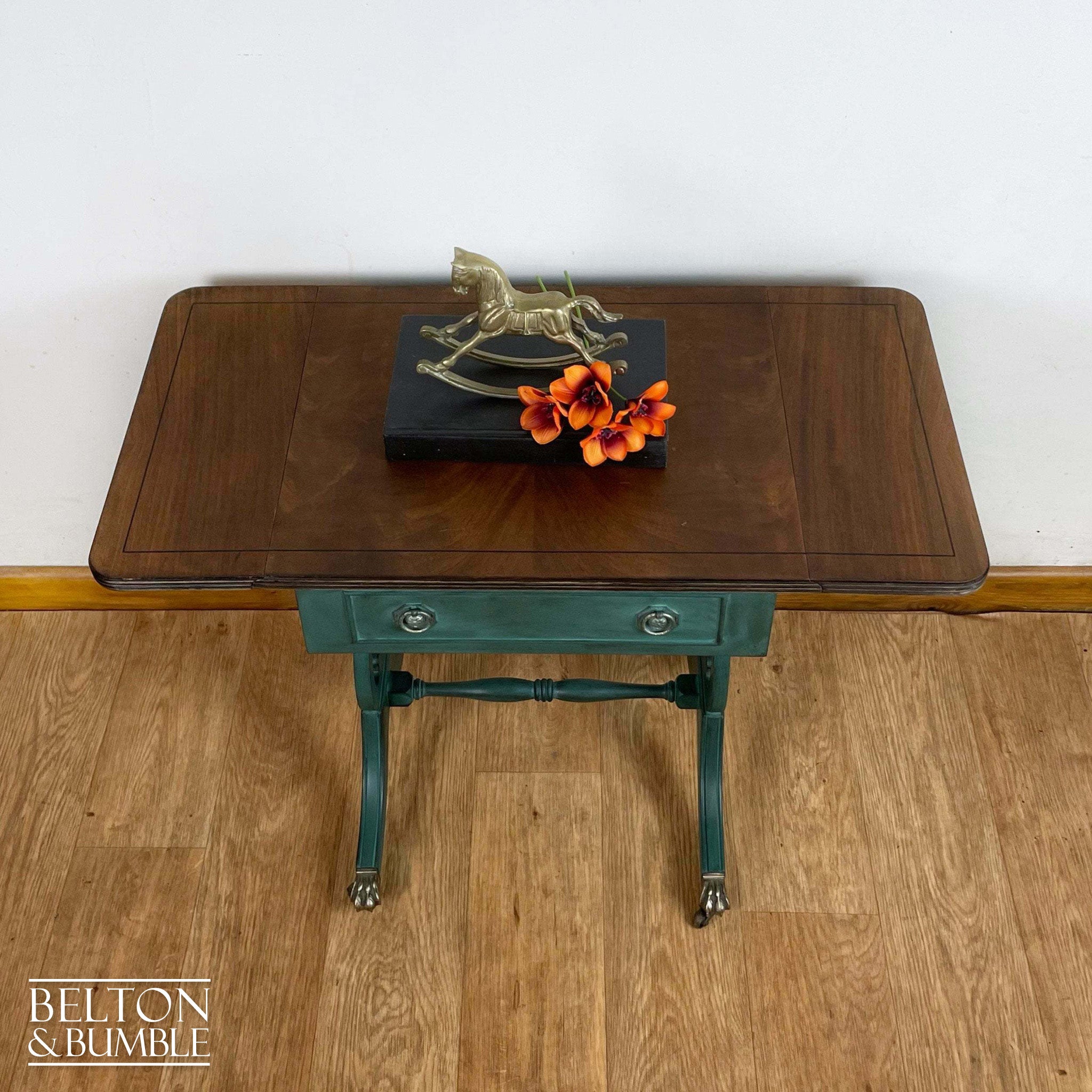 Drop Leaf Side Table in Green-Belton & Bumble