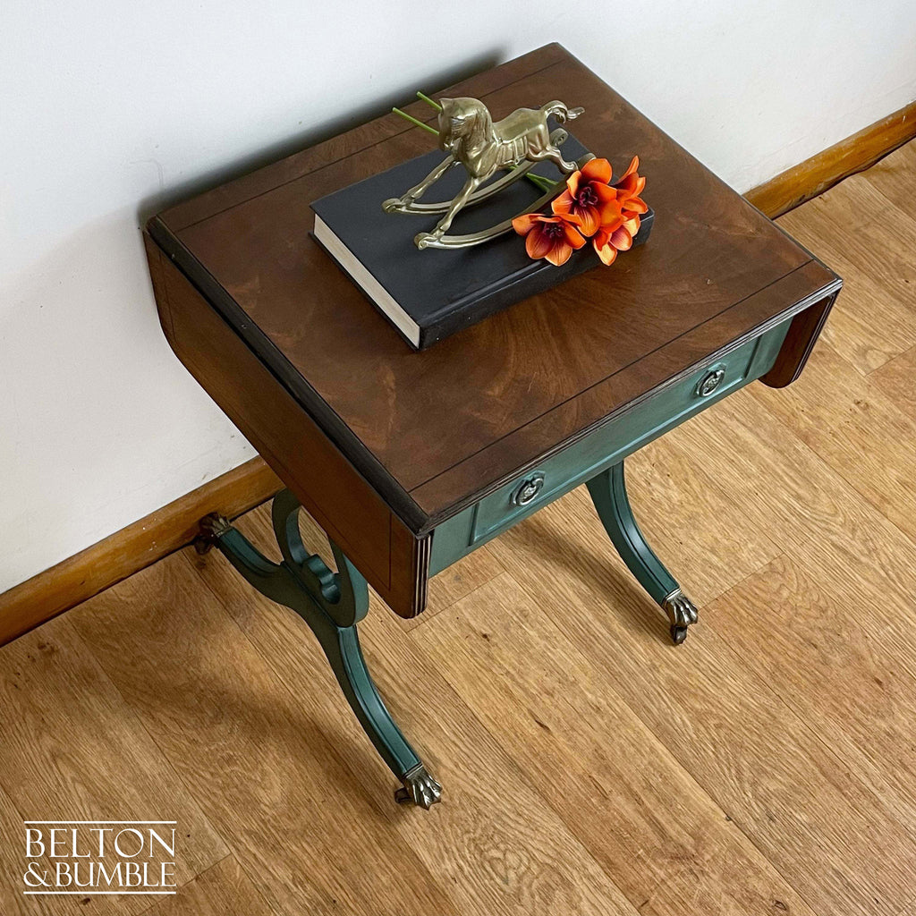 Drop Leaf Side Table in Green-Belton & Bumble
