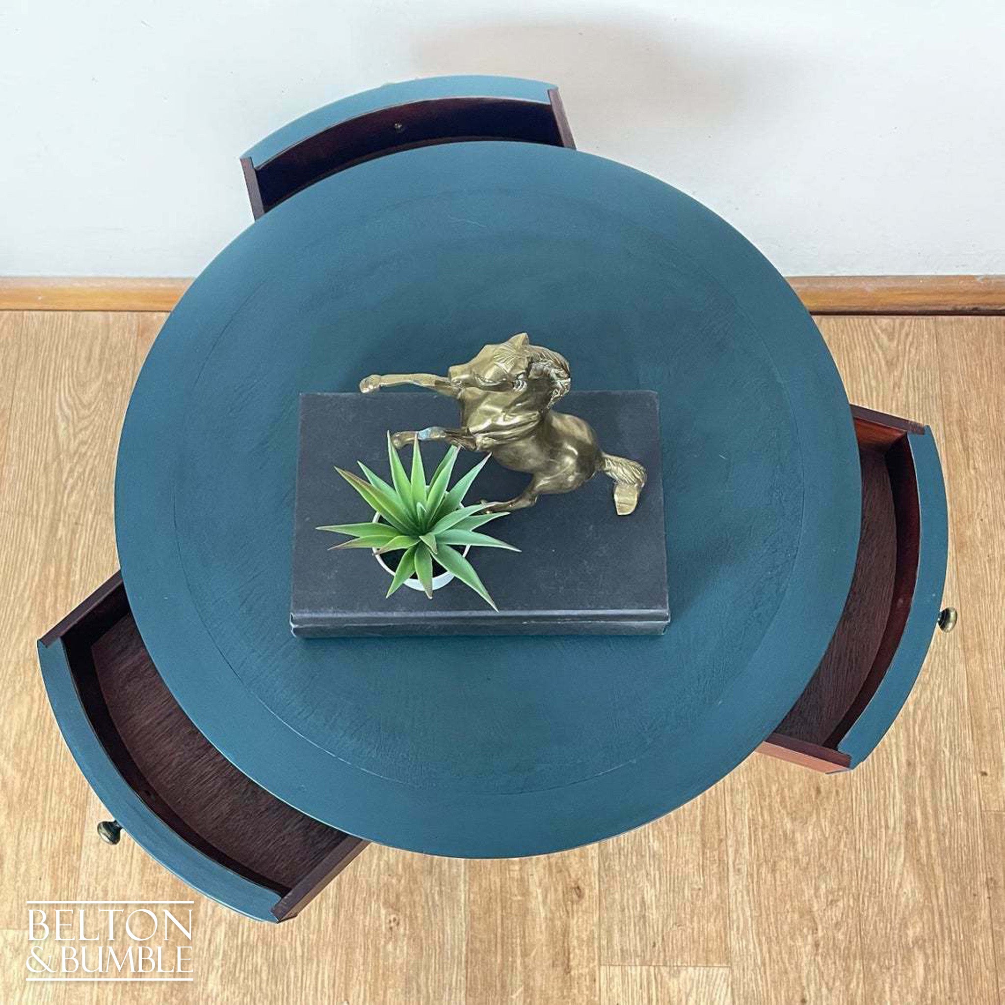 Drum Table in Blue and Black-Belton & Bumble