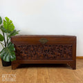 Early 20th Century Camphor Wood Trunk Oriental Carved Chest-Belton & Bumble