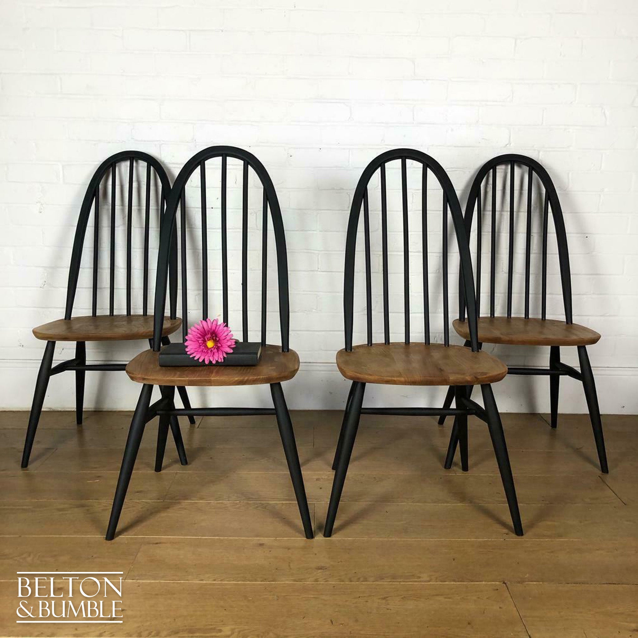Ercol Drop Leaf Dining Table and Four Windsor Quaker Chair Set-Belton & Bumble