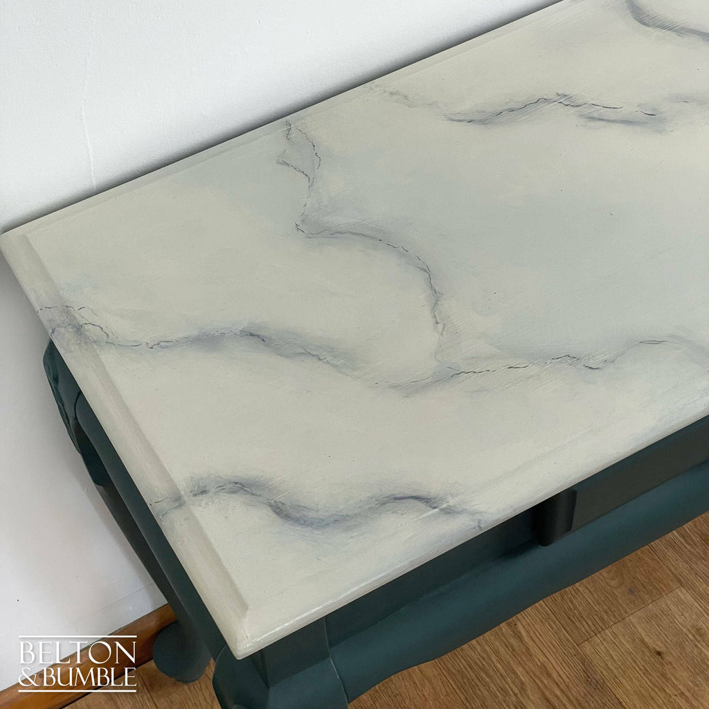 Faux Marble Carved Console Table-Belton & Bumble