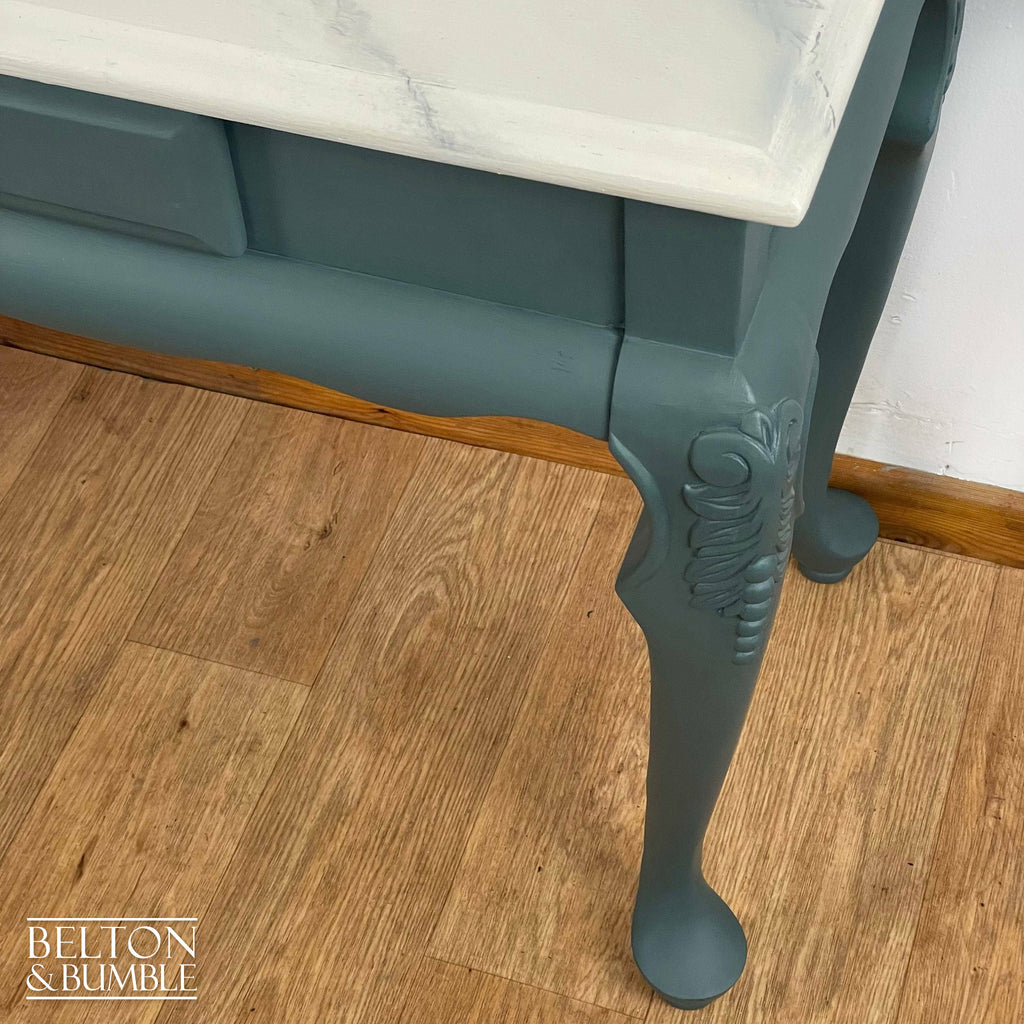 Faux Marble Carved Console Table-Belton & Bumble