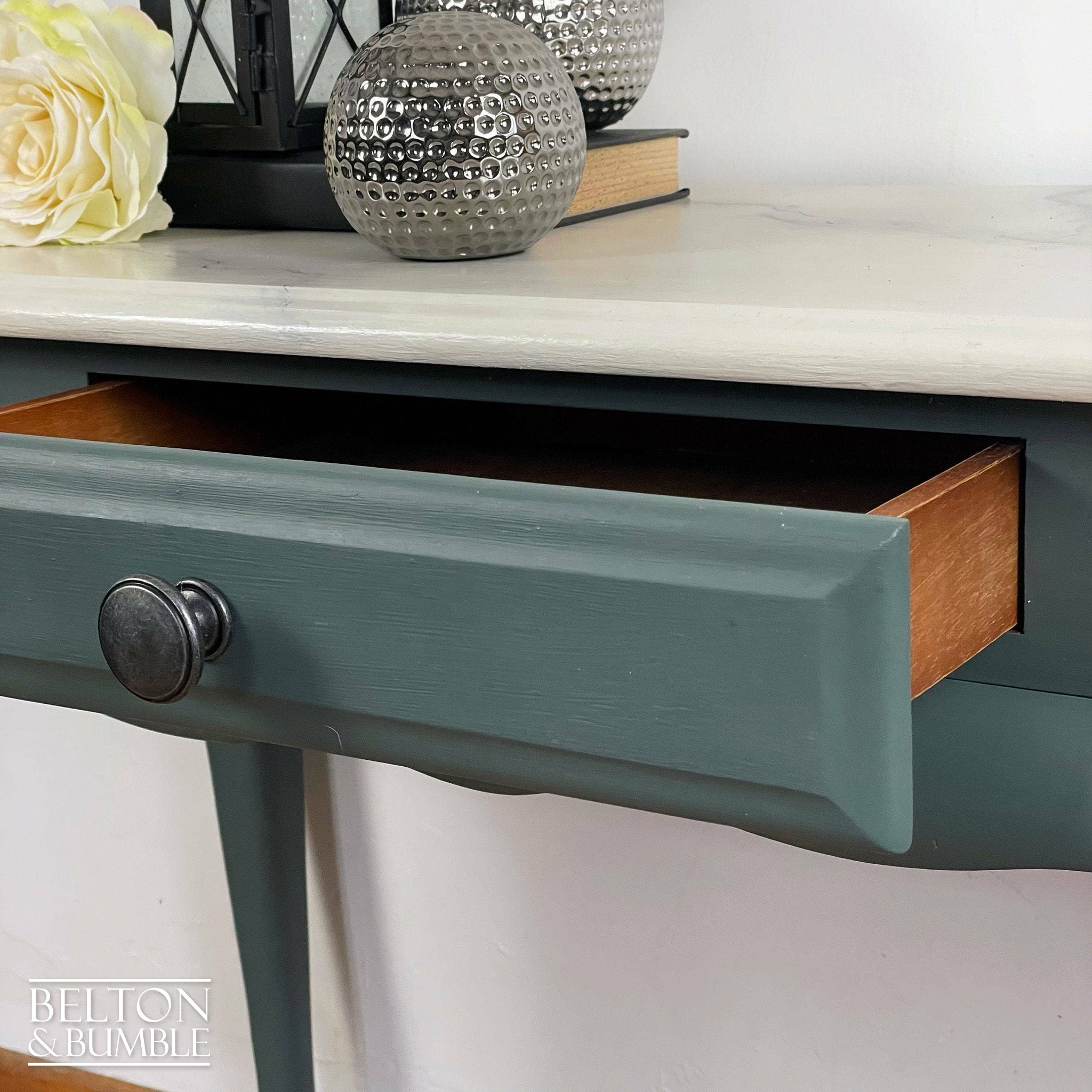 Faux Marble Carved Console Table-Belton & Bumble