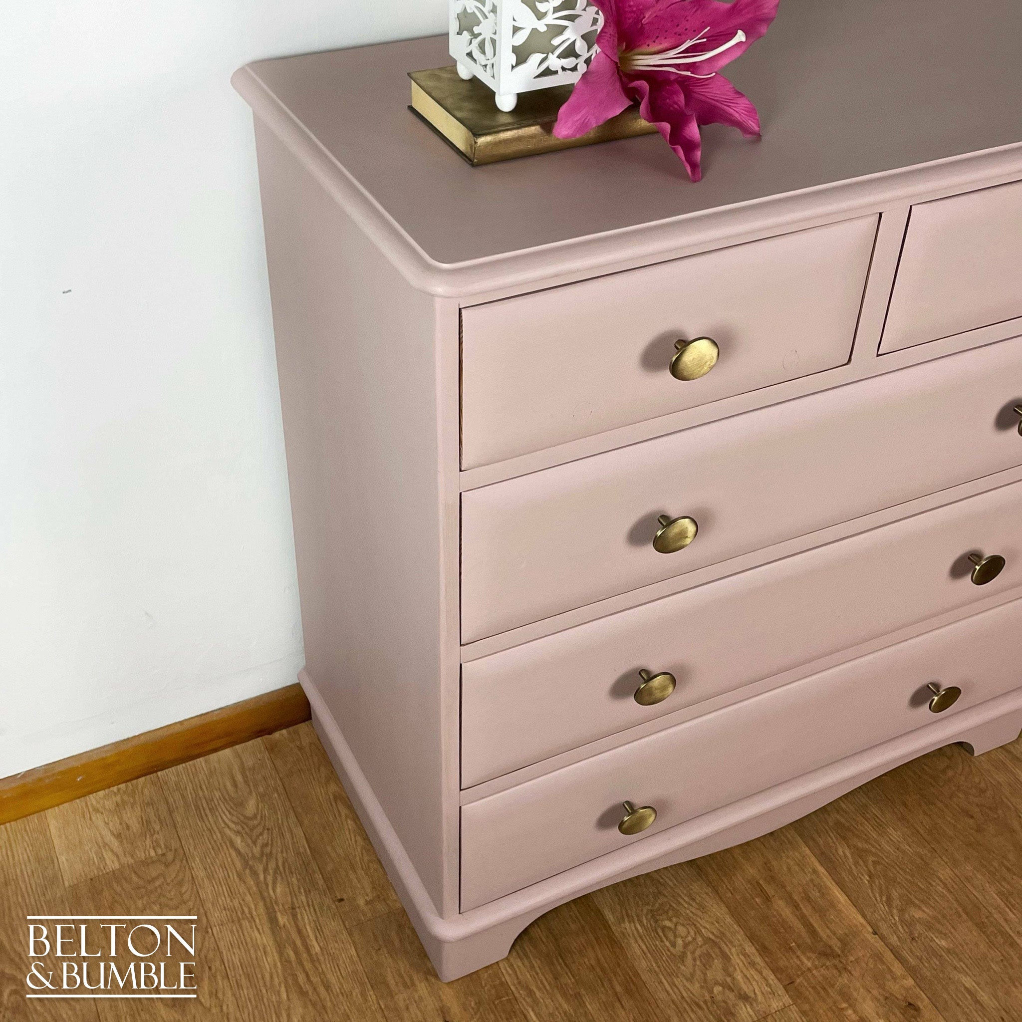 Five Drawer Chest of Drawers in Pale Pink-Belton & Bumble
