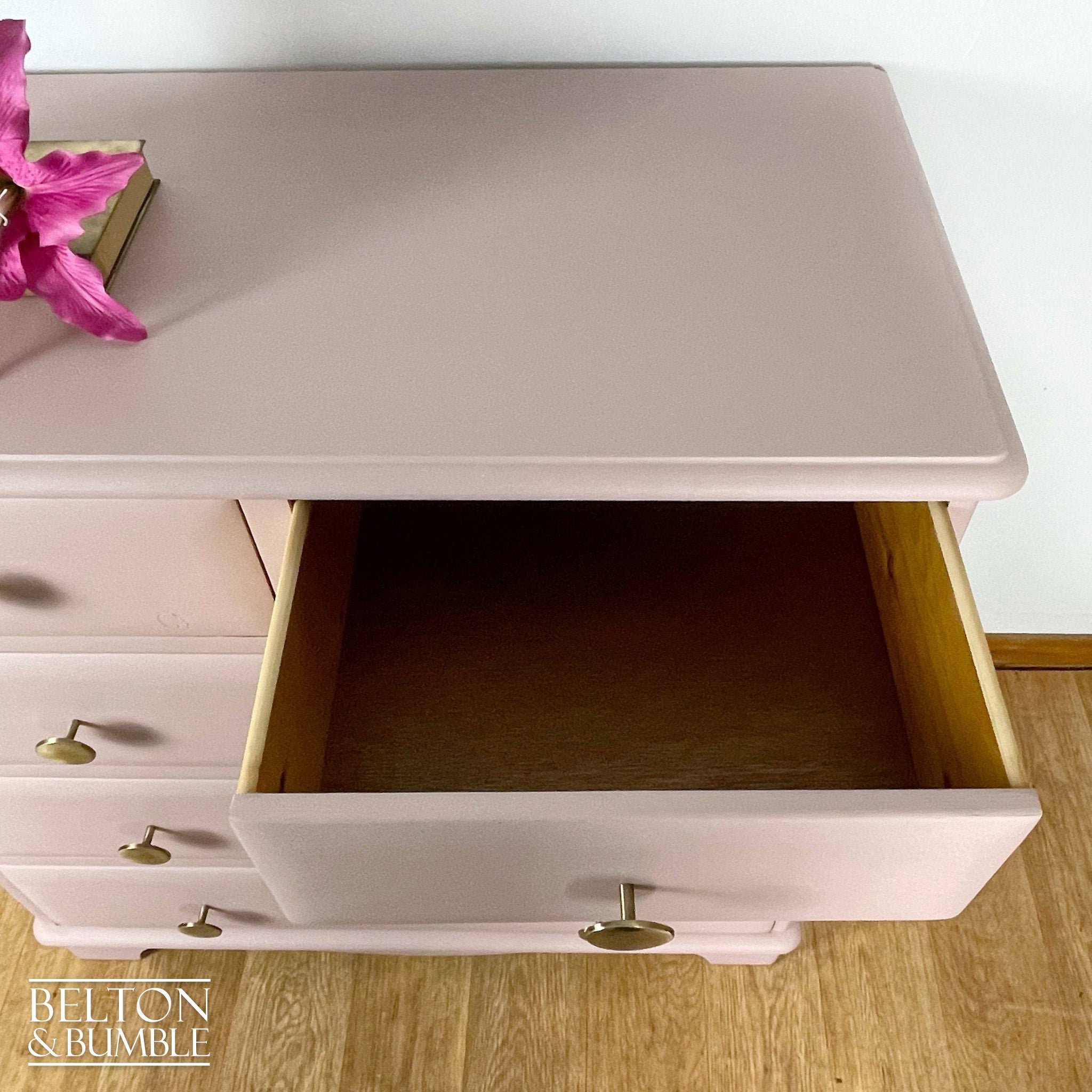 Five Drawer Chest of Drawers in Pale Pink-Belton & Bumble