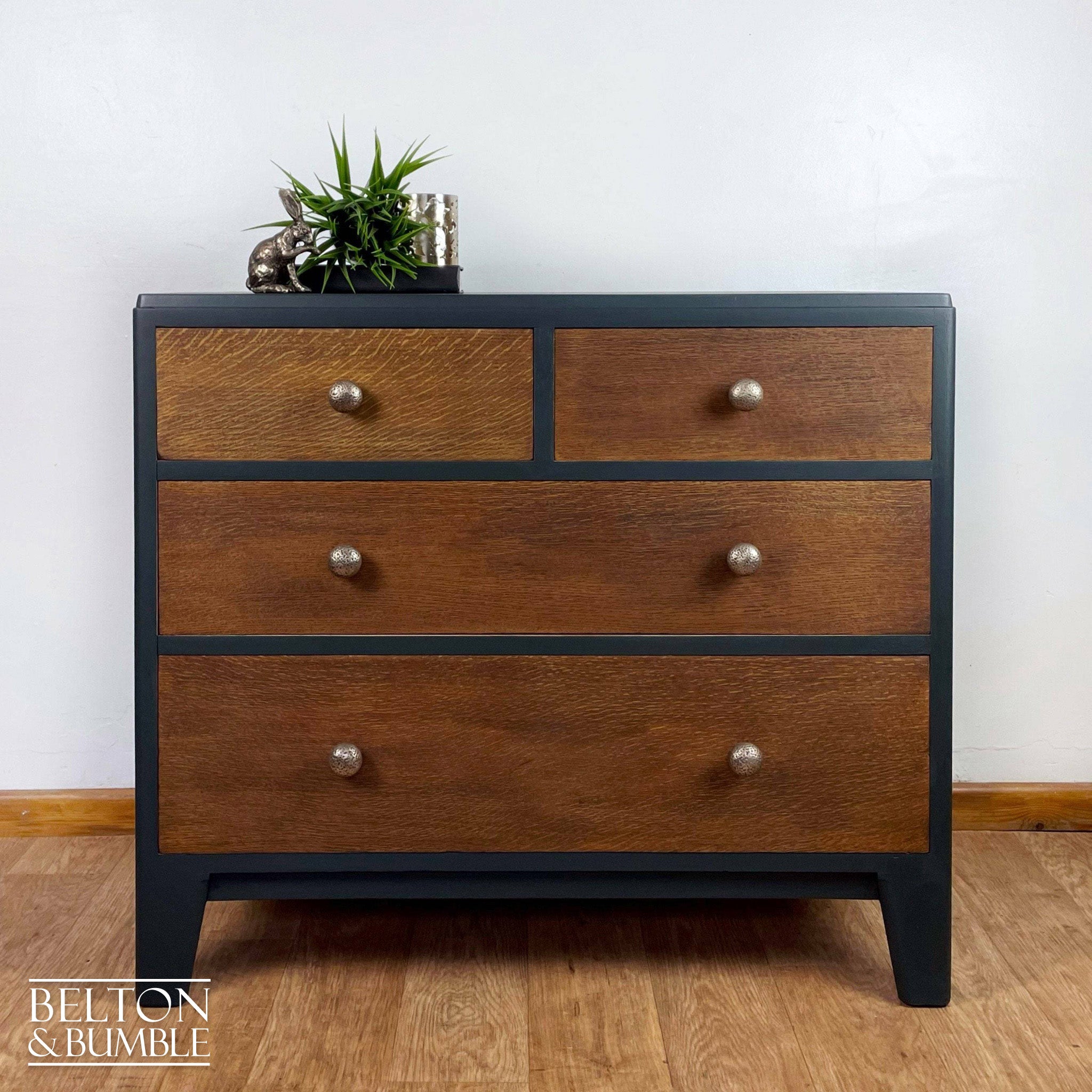 Four Drawer Chest of Drawers in Green and Oak-Belton & Bumble