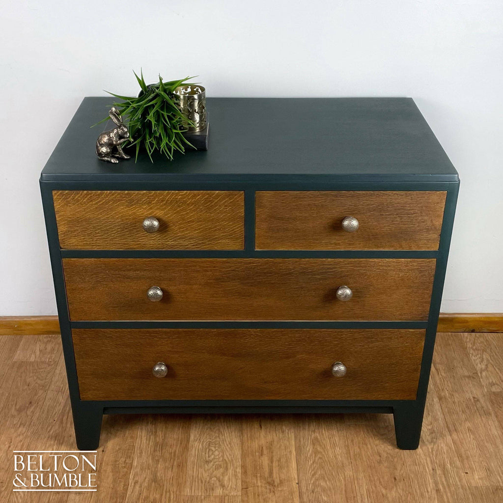 Four Drawer Chest of Drawers in Green and Oak-Belton & Bumble