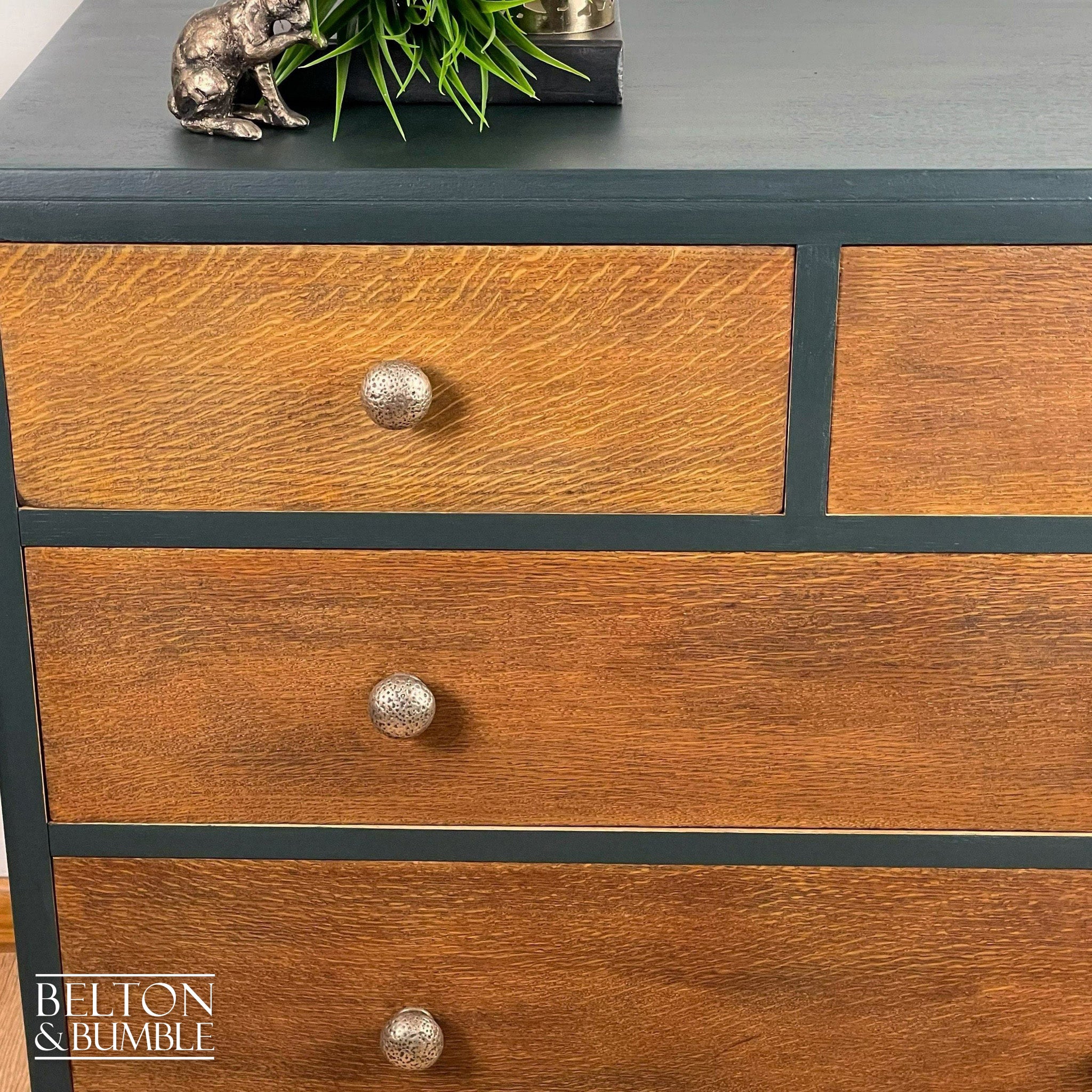 Four Drawer Chest of Drawers in Green and Oak-Belton & Bumble