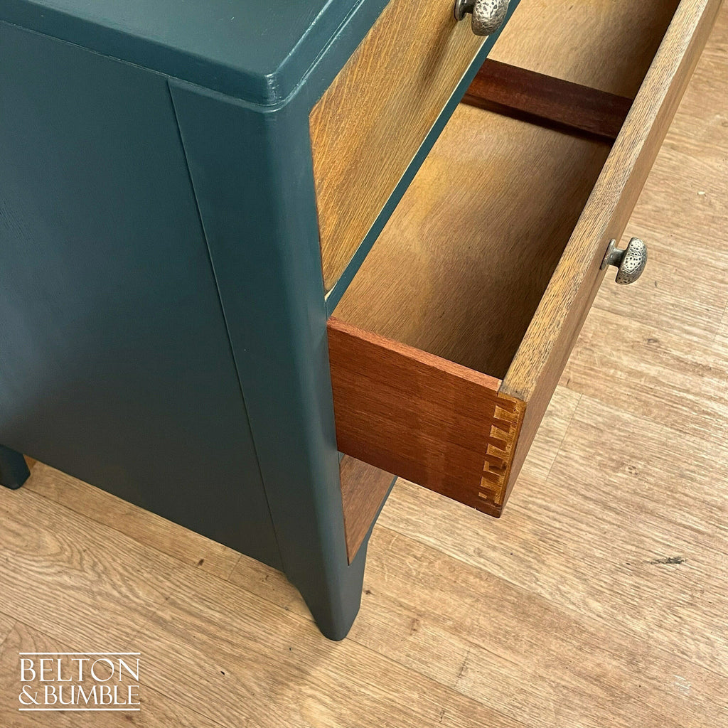 Four Drawer Chest of Drawers in Green and Oak-Belton & Bumble