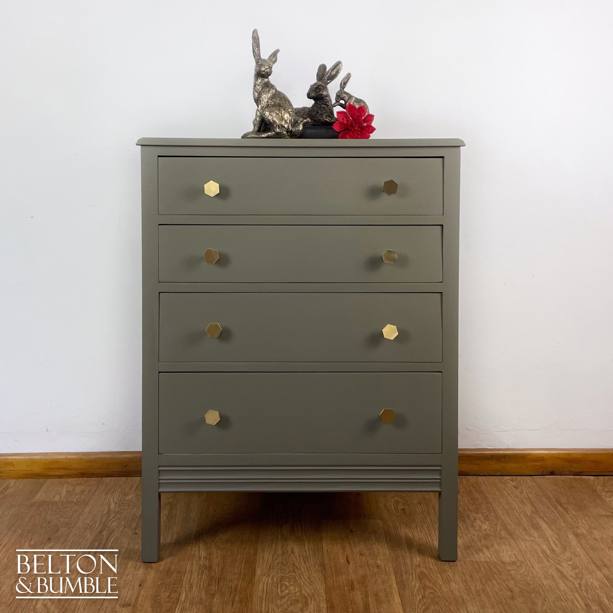 Four Drawer Chest of Drawers in Green Grey-Belton & Bumble