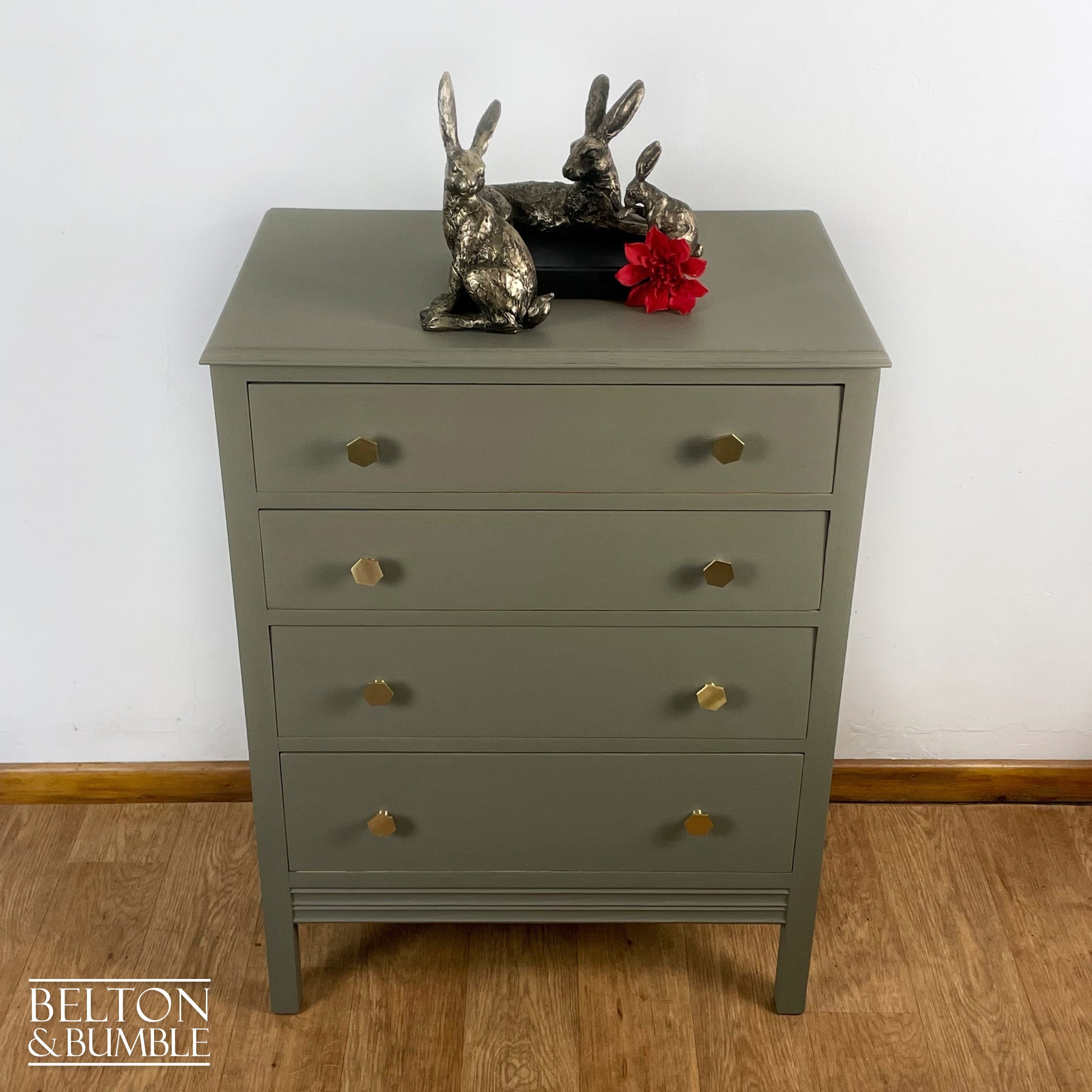 Four Drawer Chest of Drawers in Green Grey-Belton & Bumble