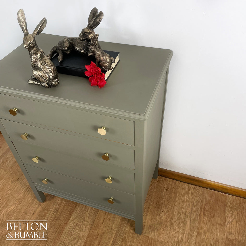 Four Drawer Chest of Drawers in Green Grey-Belton & Bumble