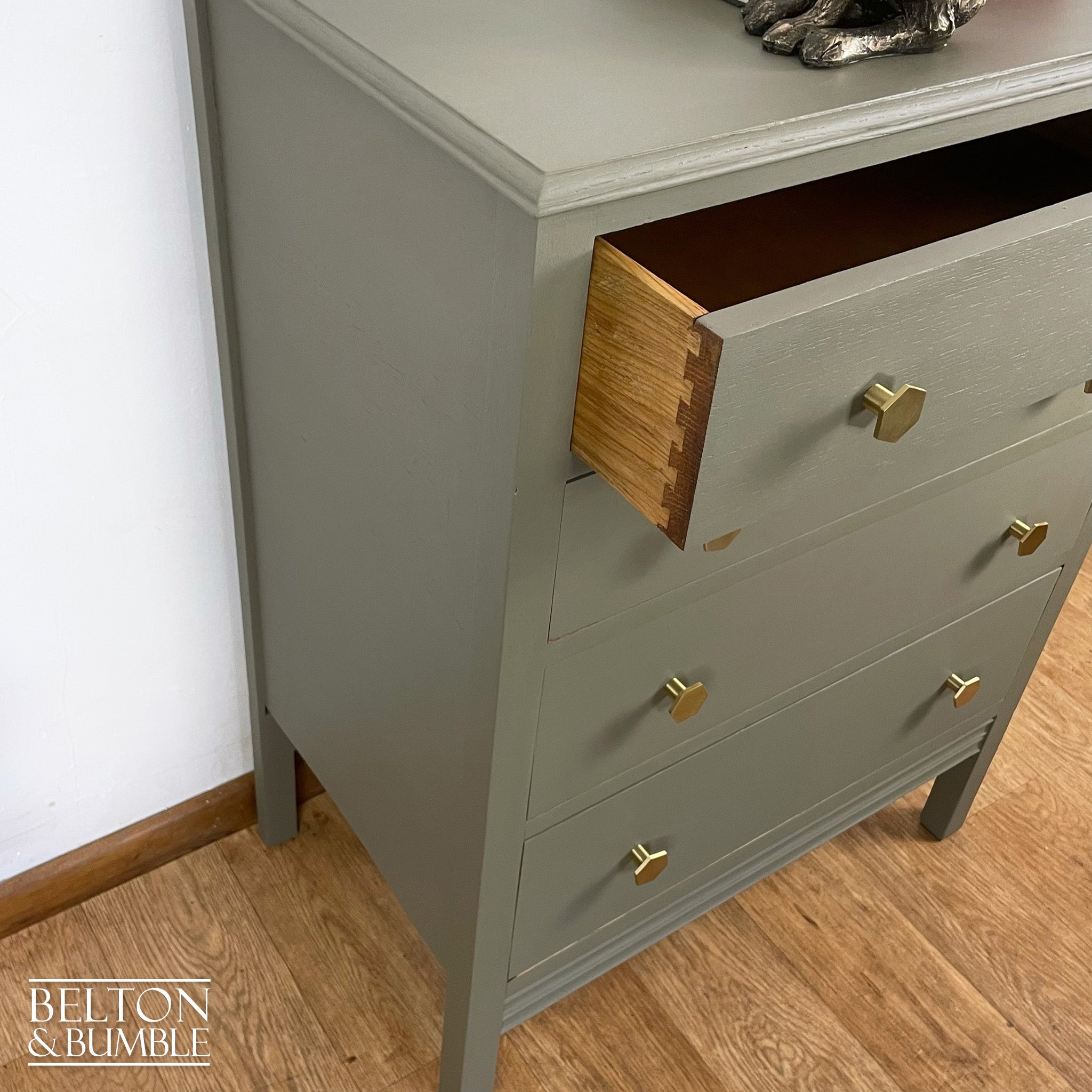 Four Drawer Chest of Drawers in Green Grey-Belton & Bumble