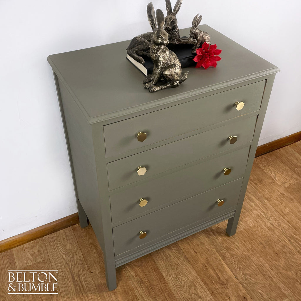 Four Drawer Chest of Drawers in Green Grey-Belton & Bumble