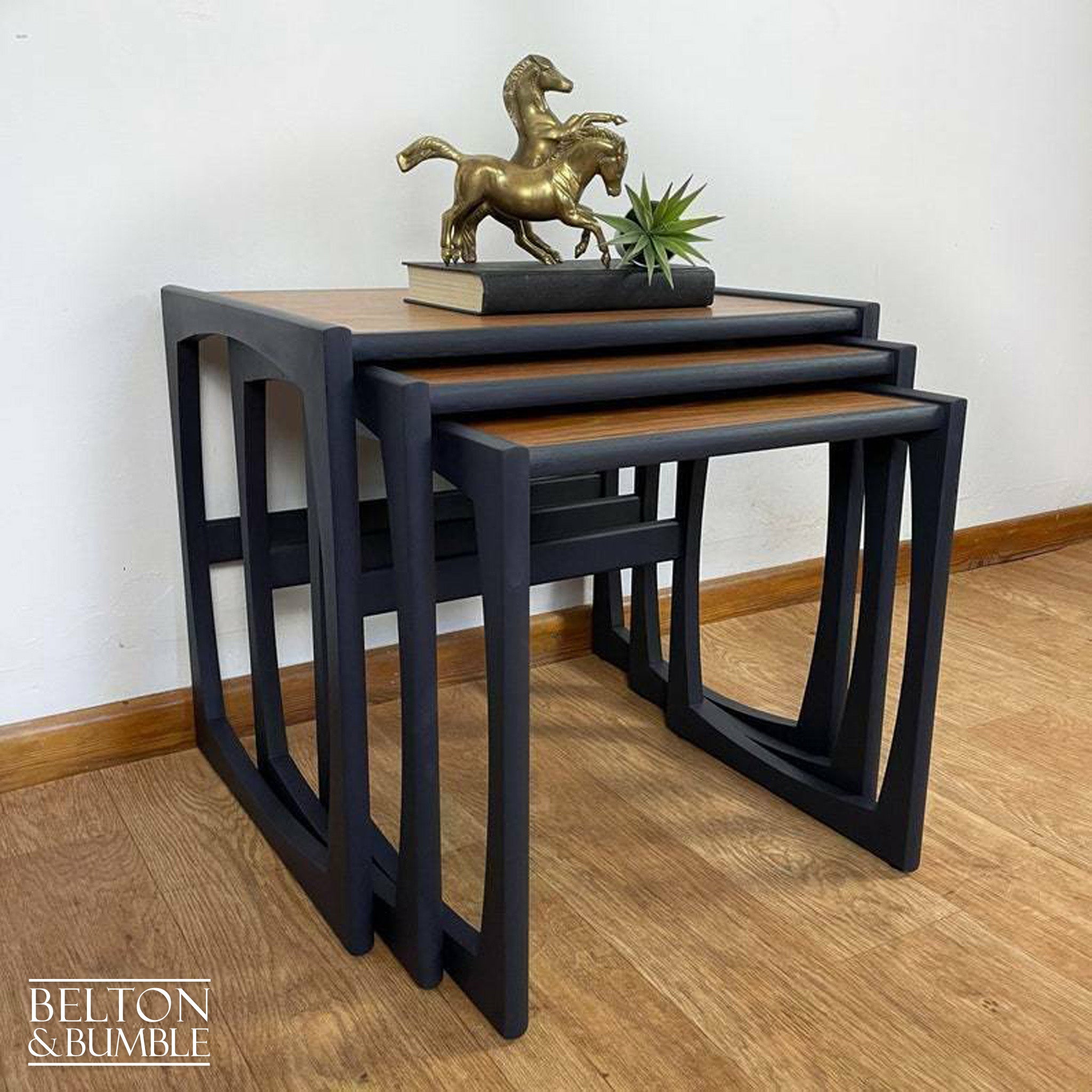 G Plan Quadrille Teak Nest of Tables In Navy-Belton & Bumble