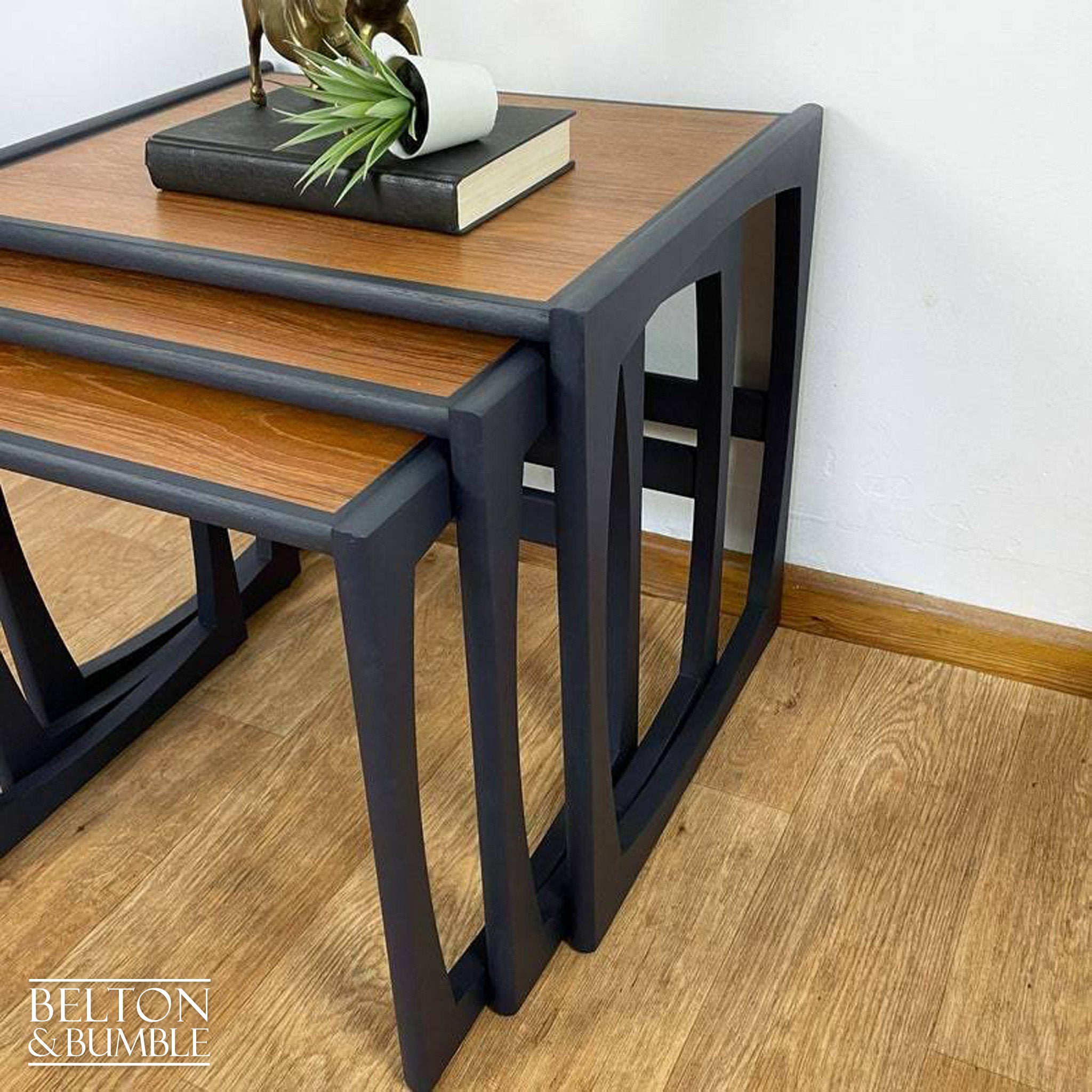 G Plan Quadrille Teak Nest of Tables In Navy-Belton & Bumble