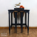 Hanging Nest of Tables in Dark Blue and Natural Wood-Belton & Bumble