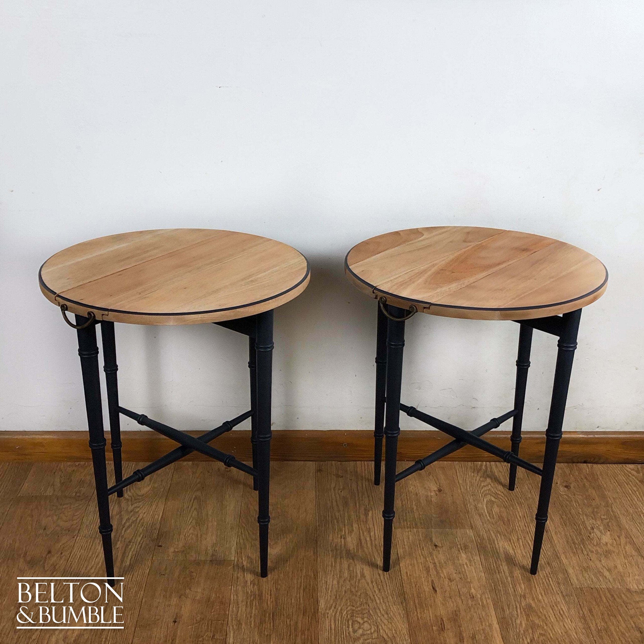 Hanging Nest of Tables in Dark Blue and Natural Wood-Belton & Bumble