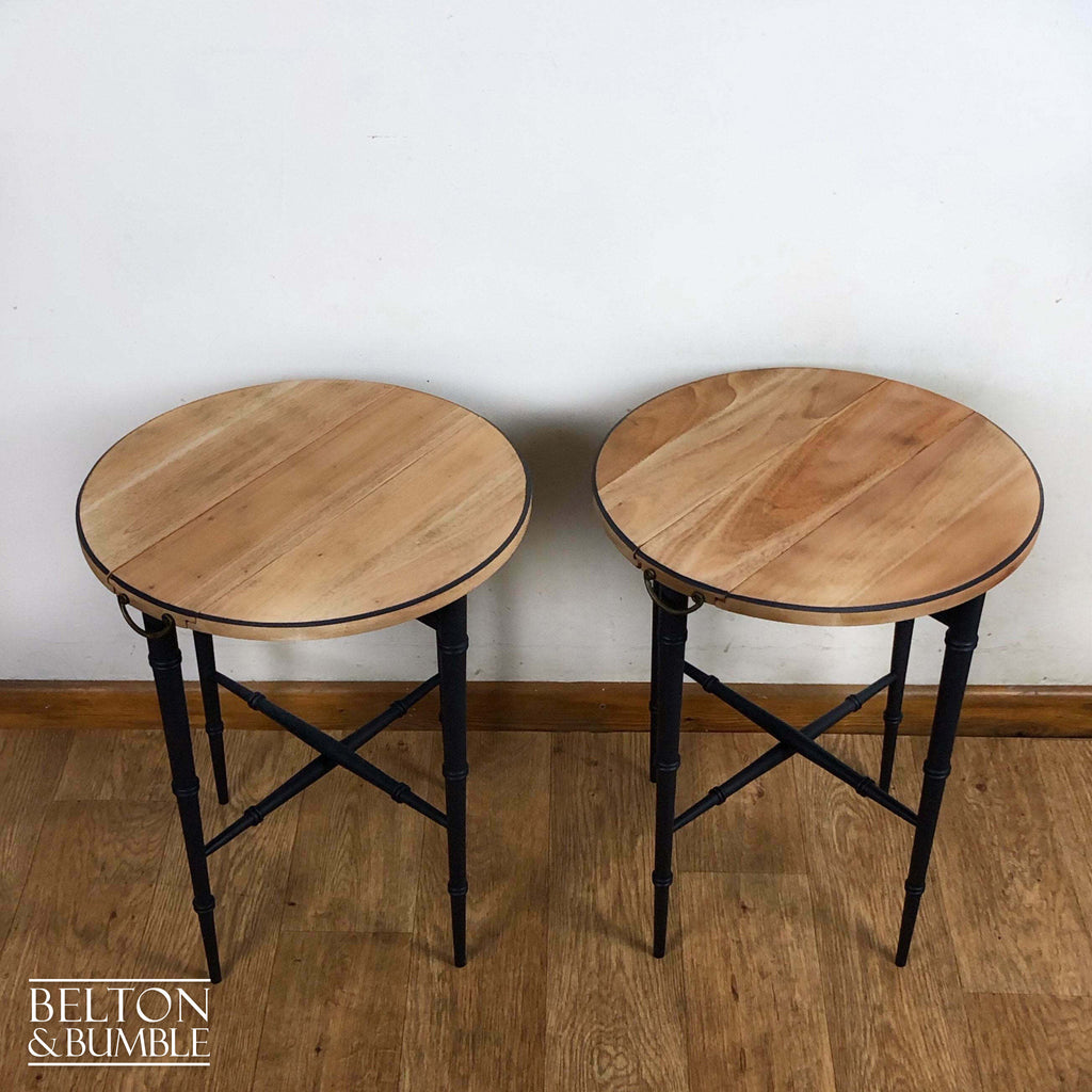 Hanging Nest of Tables in Dark Blue and Natural Wood-Belton & Bumble