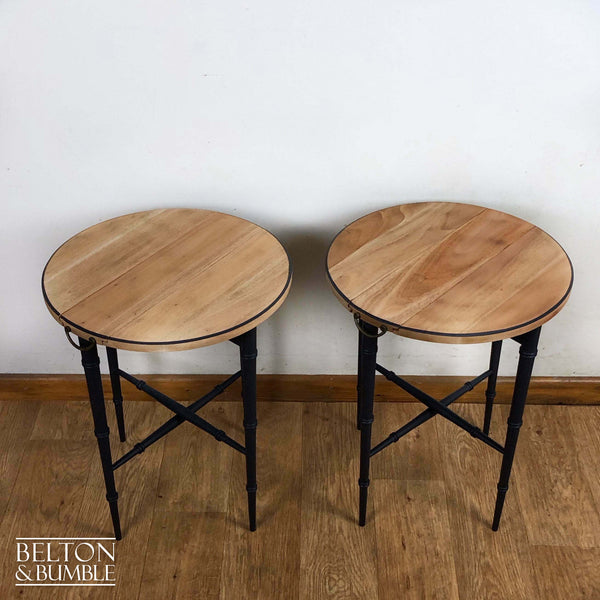 Hanging Nest of Tables in Dark Blue and Natural Wood-Belton & Butler
