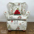 Hunting Print Wing Back Armchair with Cream Horse Hunting Fabric-Belton & Bumble
