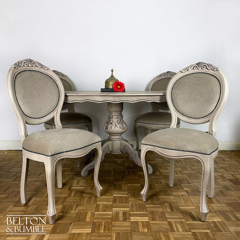 Italian Dining Table and Four Chair Set in Stone-Belton & Bumble
