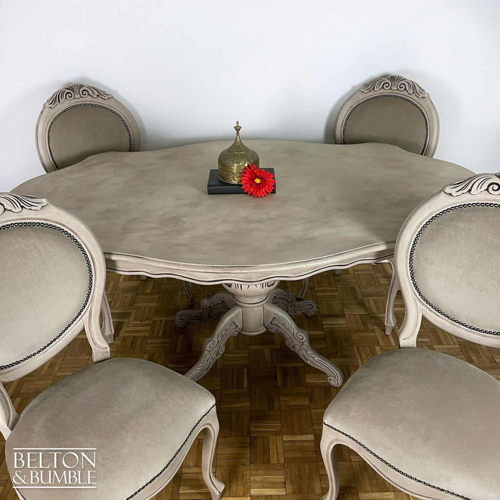 Italian Dining Table and Four Chair Set in Stone-Belton & Bumble