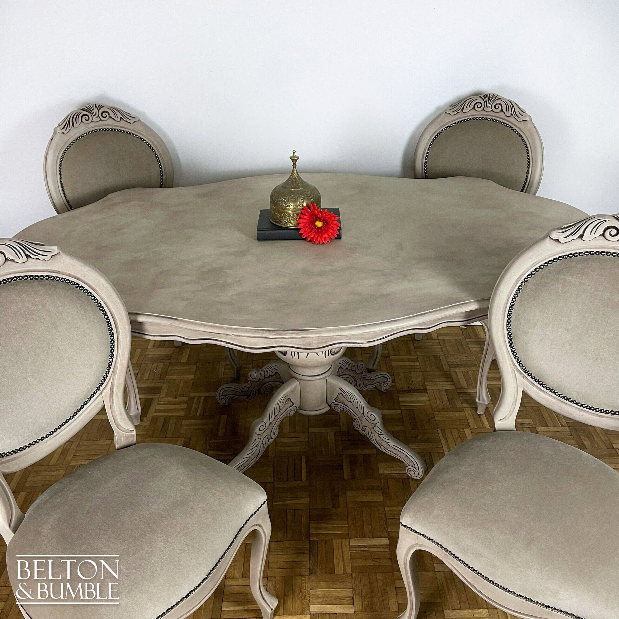 Italian Dining Table and Four Chair Set in Stone-Belton & Bumble