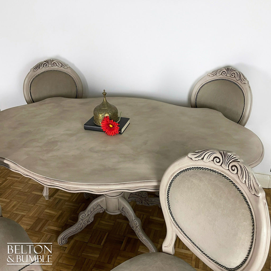Italian Dining Table and Four Chair Set in Stone-Belton & Bumble