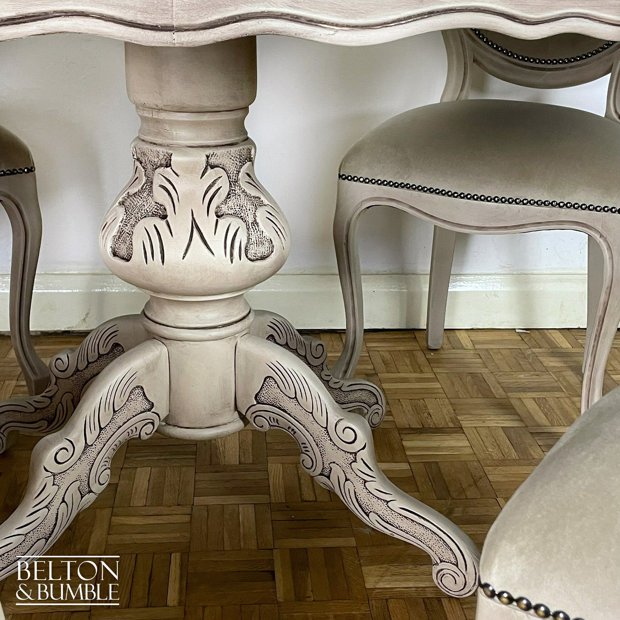 Italian Dining Table and Four Chair Set in Stone-Belton & Bumble