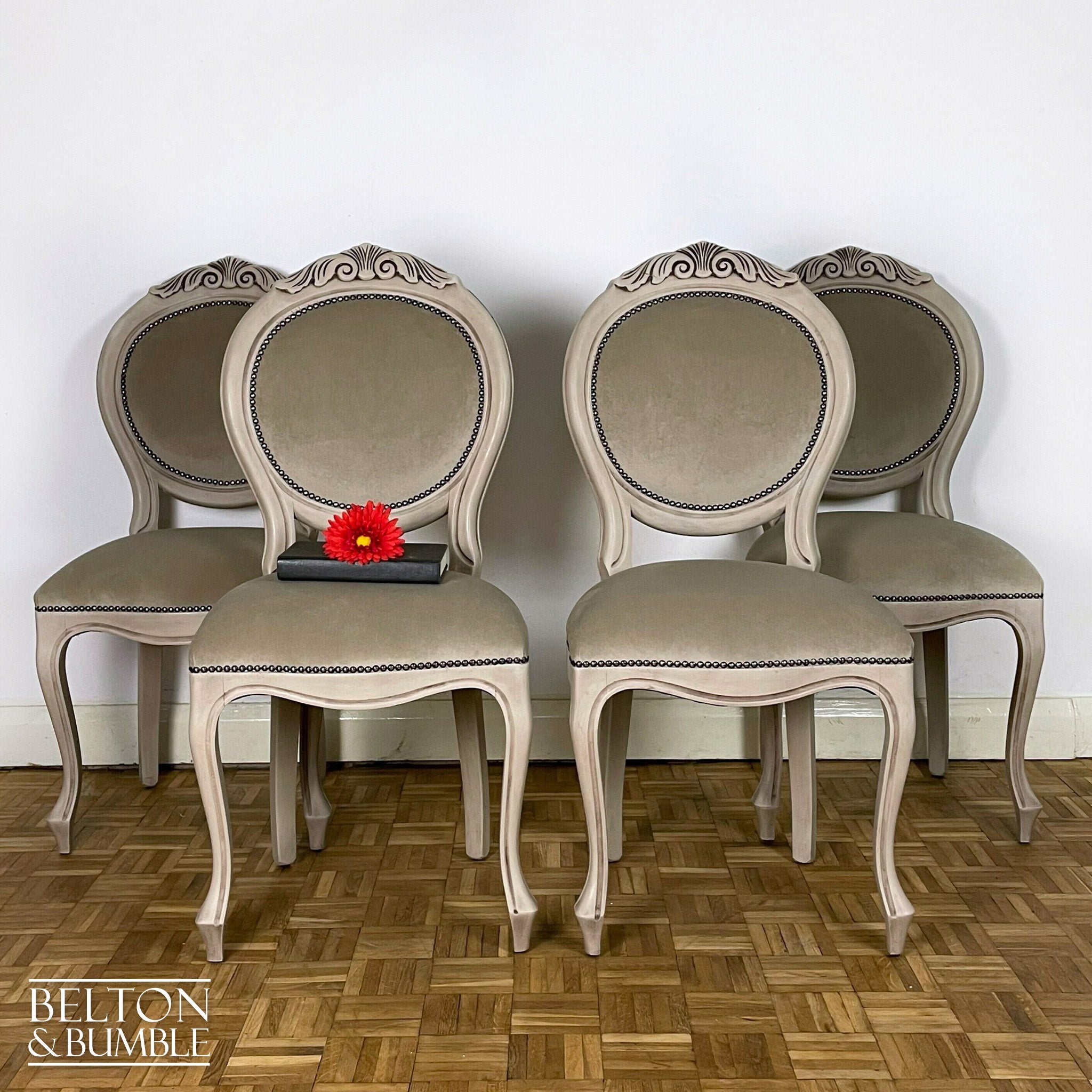 Italian Dining Table and Four Chair Set in Stone-Belton & Bumble