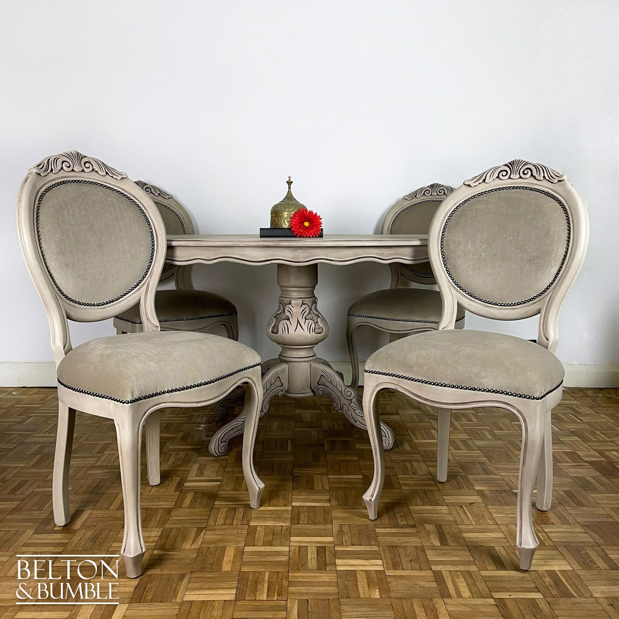 Italian Dining Table and Four Chair Set in Stone-Belton & Butler