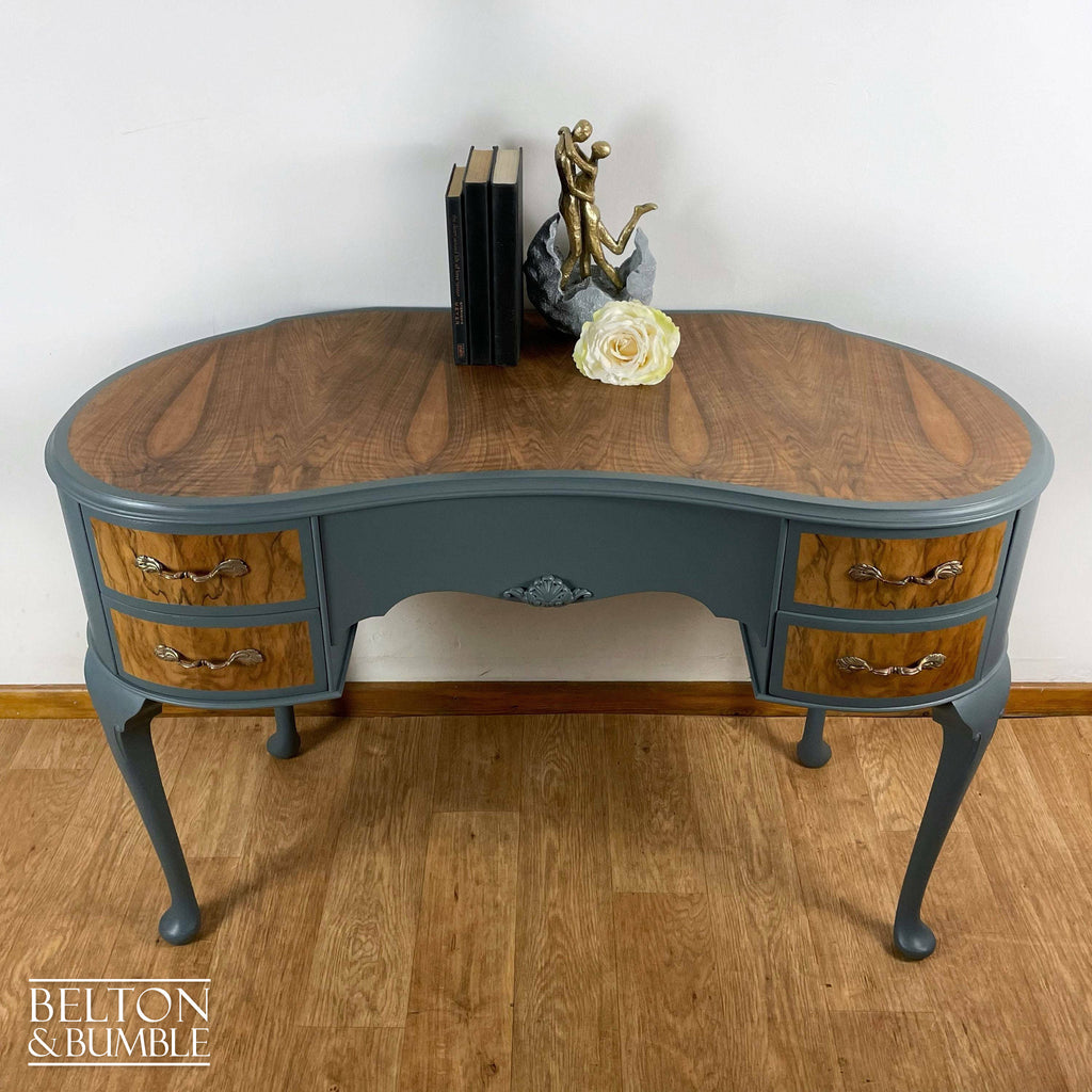 vintage kidney shaped dressing table Kidney Shaped Dressing Table in Blue Grey and Wood – Belton & Bumble