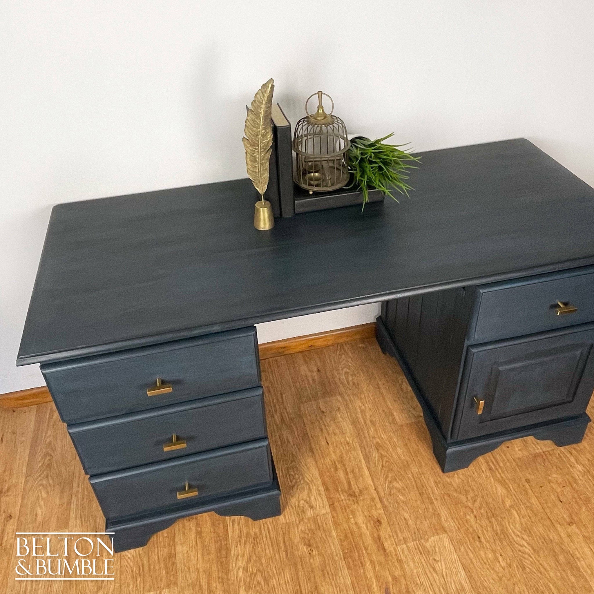 Large Double Pedestal Desk in Blue-Belton & Bumble