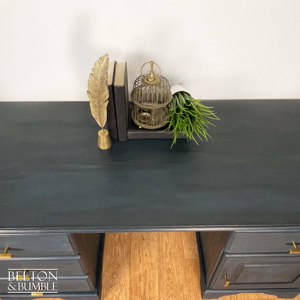 Large Double Pedestal Desk in Blue-Belton & Bumble