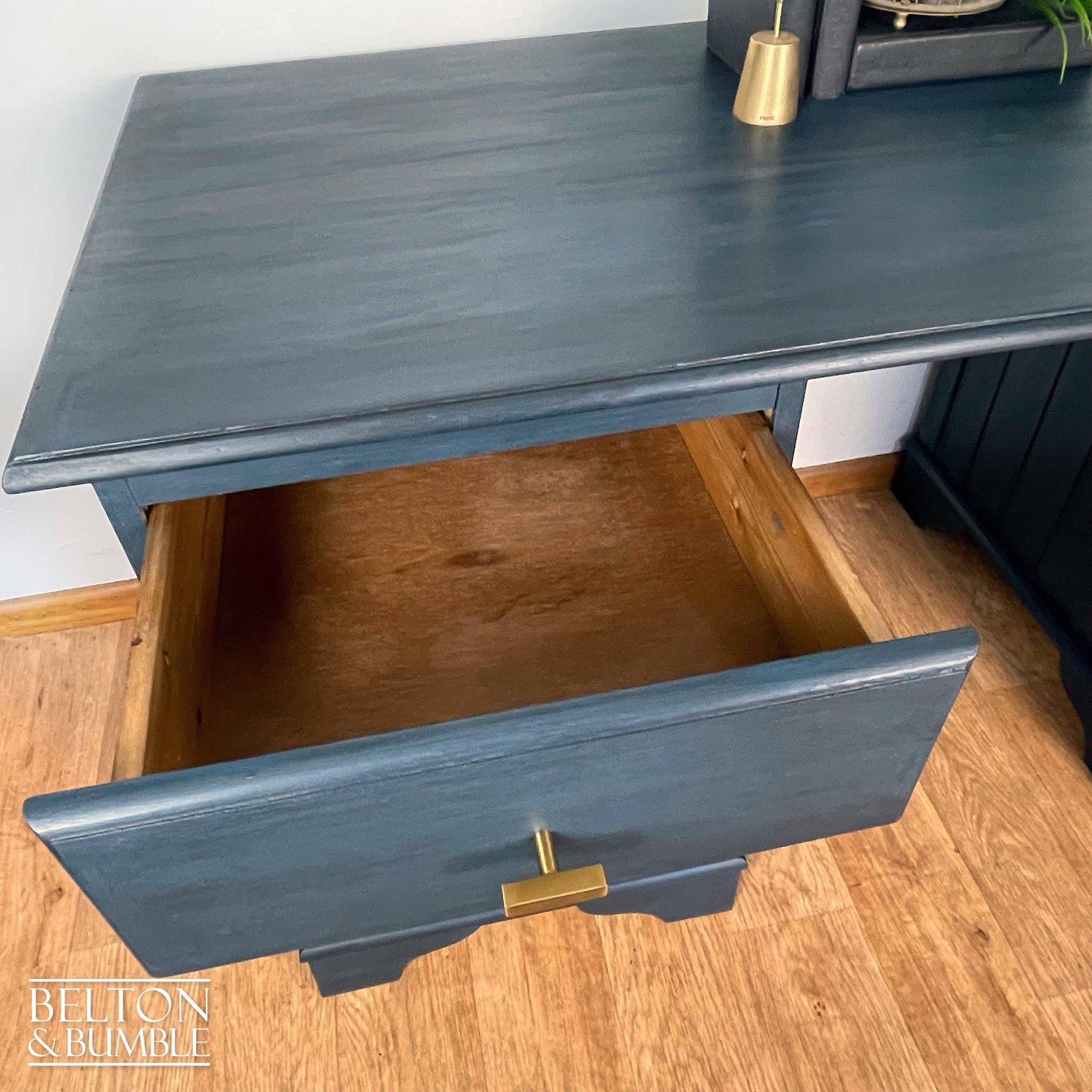 Large Double Pedestal Desk in Blue-Belton & Bumble