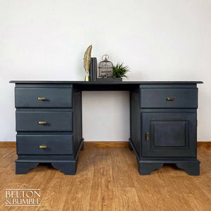 Large Double Pedestal Desk in Blue-Belton & Butler
